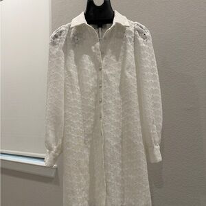 Anthropologie White Textured Dress